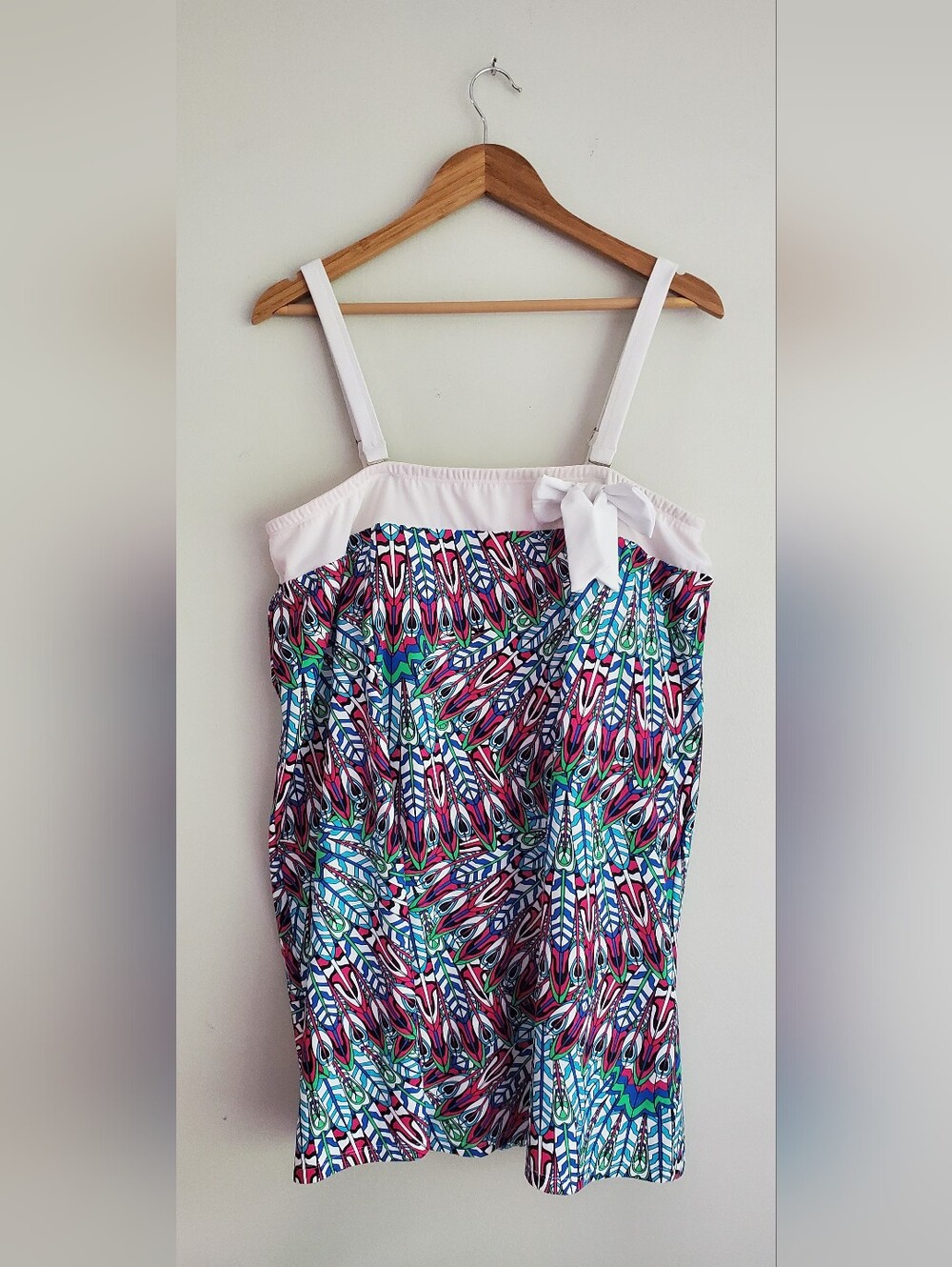 Roman's Colorful Geometric Print Bandeau Swimdress Size 20W